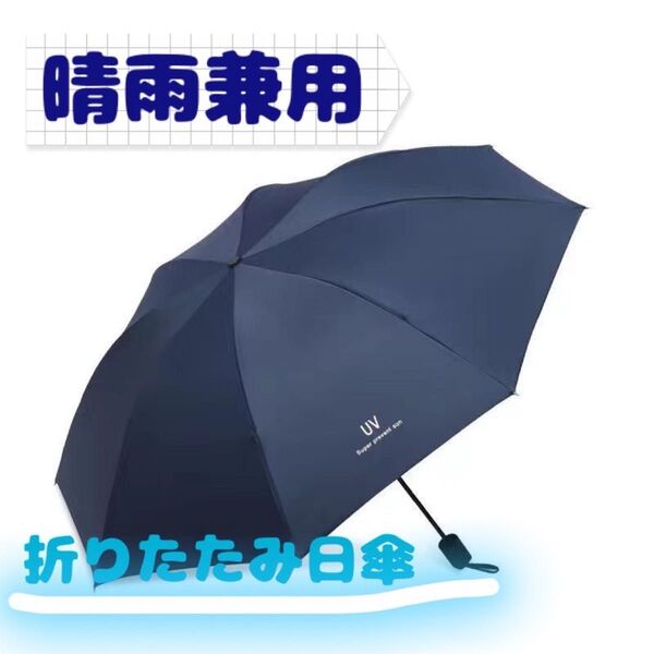 【未使用】 折りたたみ日傘 折りたたみ傘 手動開閉 晴雨兼用 雨具 ネイビー