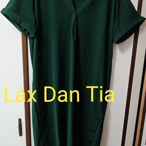 【美品】Lax Dan Tia グリーン 半袖ワンピース しまむら 半袖ワンピース ロングワンピース 体型カバー(Мサイズ)