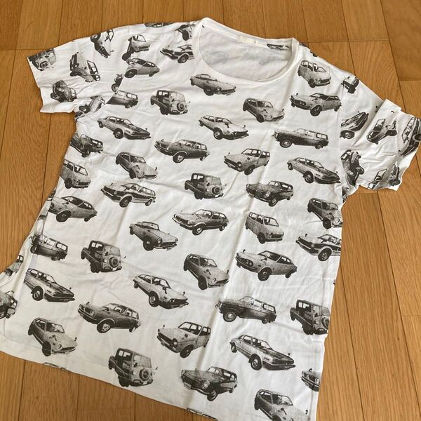 Tシャツ gu×HONDA コラボ M 車柄 ホワイト 半袖