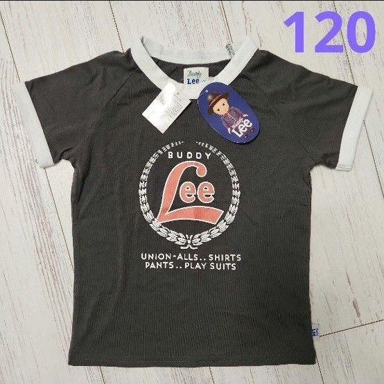 BuddyLee キッズ 半袖 Tシャツ 120 男の子 女の子 グレー ロゴ レトロ