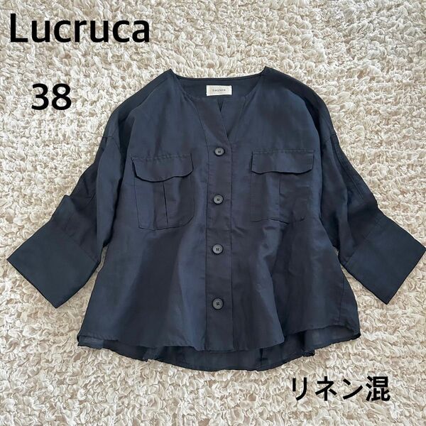 センソユニコ Lucruca ルクルカ リネン 麻混 長袖 シャツ 羽織り ネイビー