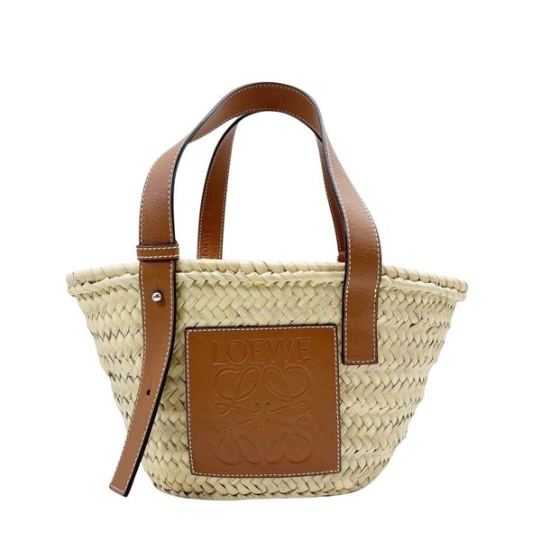 LOEWE ロエベ バスケットバッグ かごバッグ スモール ナチュラル タン(ブラウン系) パームリーフ カーフ