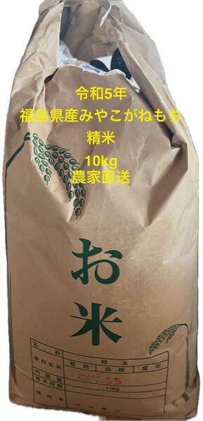 2023(令和5)年 福島県須賀川市産 みやこがねもち 10kg 精米 農家直送 1袋