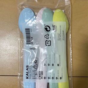 IKEA イケア KALAS カラース スプーン ミックスカラー 4本セット ピンク 青 緑 黄色 携帯 旅行 キャンプ 新品