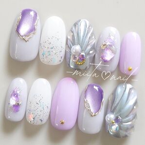 ネイルチップ オーダーチップ マーメイドネイル ニュアンスネイル【48】