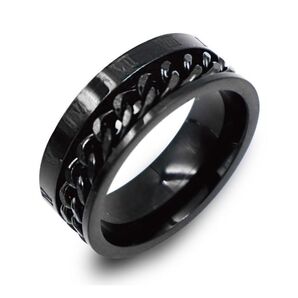 指輪 メンズ リング ローマ数字 ブラック 喜平チェーン ステンレス ◎