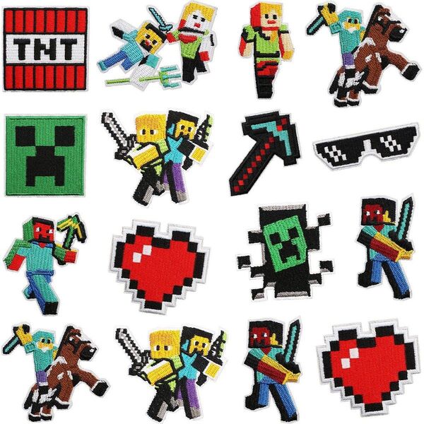 マインクラフト 刺繍アイロンワッペン 16枚セット まとめ売り Minecraft マイクラ