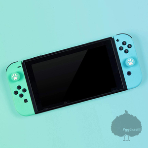 YGG★ジョイコン用 アナログスティック カバー シリコン素材 肉球 グリーン×ブルー Joy-con ニンテンドースイッチ Nintendo Switch