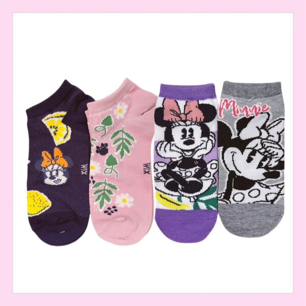 1セット限定 ミニーちゃん レディース ソックス 靴下4足セット ディズニー ショート丈 可愛い