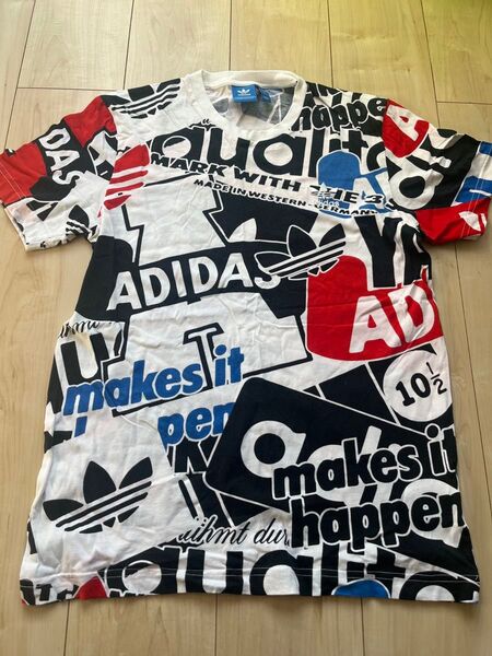 アディダス adidas Tシャツ モノグラム柄 総柄 Lサイズ 半袖Tシャツ カットソー
