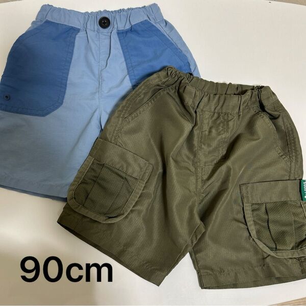 【中古】子供服 キッズ 半ズボン ハーフパンツ アカチャンホンポ 90cm ブルー グリーン 水陸両用