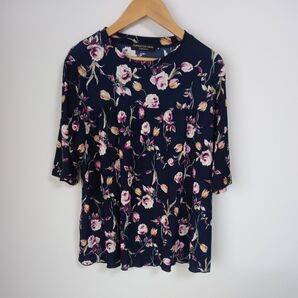 トップス 花柄 ネイビー LLサイズ