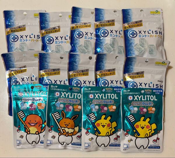 キシリッシュグミ・キシリトールラムネ 2種14個セット 明治 ロッテ キシリトール配合 まとめ売り
