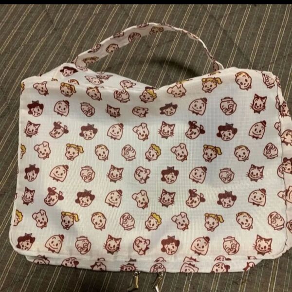 新品 オサムグッズ 靴下屋コラボ メッシュケース osamu goods 収納袋 フェイス総柄 ポーチ 持ち手付き