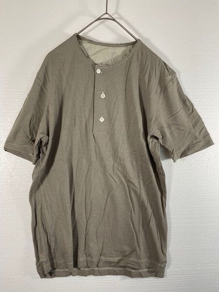 UNIQLO LEMAIREヘンリーネックTシャツ グレー ストライプ