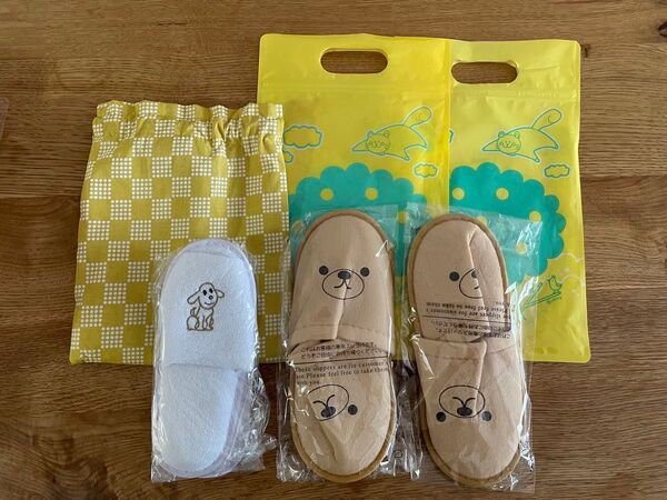 【未使用】キッズ スリッパ アメニティ セット ムササビくん ルームシューズ サンダル 防災アイテムにも