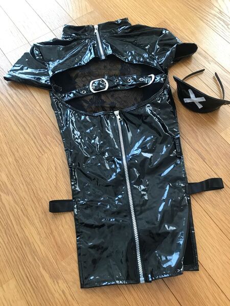 コスプレ衣装 エナメル 黒ナース ボンテージナース