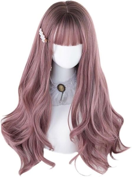 ロリータ かつら ロングヘア カール 巻き髪 ブラウン ウィッグピンクブラウン フルウィッグ ウィッグ かつら コスプレ