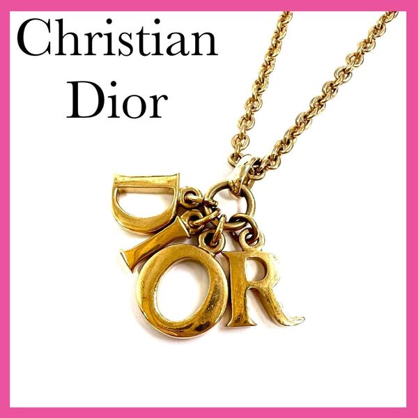 Christian Dior クリスチャンディオール ロゴ アクセサリー ネックレス ゴールド系 スイング