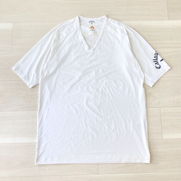 キャロウェイ メンズ 半袖 Vネックシャツ カットソー インナー 3L ゴルフ Tシャツ ホワイト