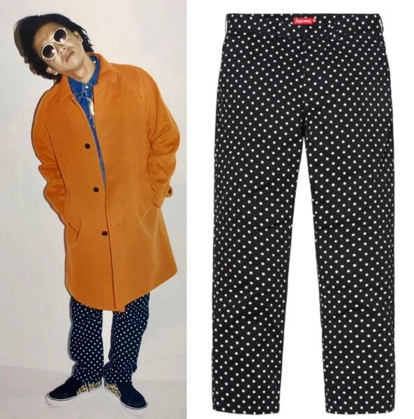 Black Polka Dot 30 キムタク着 木村拓哉着 18AW Supreme Work Pant