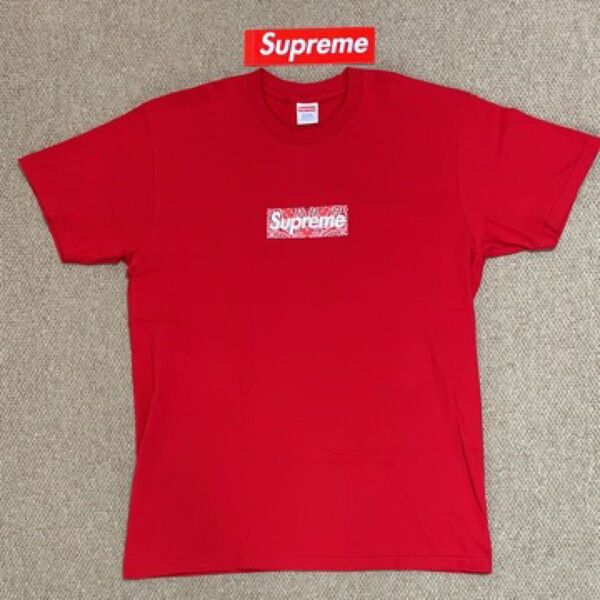 美品 Supreme Bandana Box Logo Tee 赤 Lサイズ シュプリーム バンダナ ボックスロゴ Tシャツ
