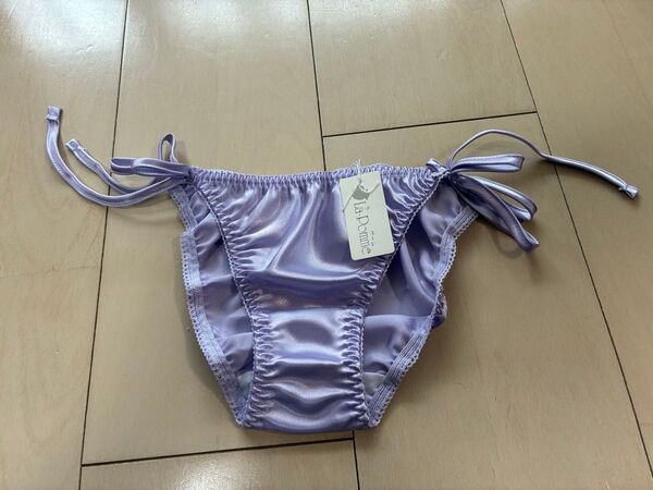 La-pomme (ラポーム) 光沢サテン脇ヒモフルバックショーツ ツルツル ヒモパン セクシーランジェリー Lサイズ 日本製