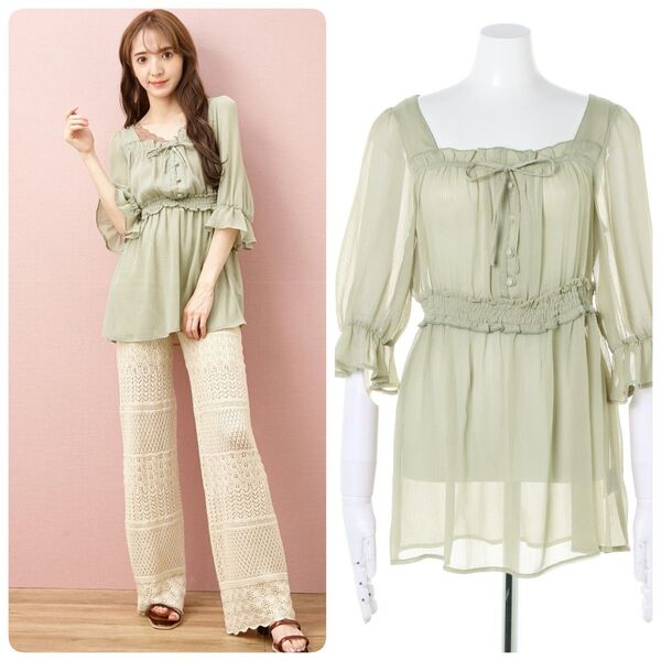 【新品】allamanda 楊柳シフォンシアーチュニック115139