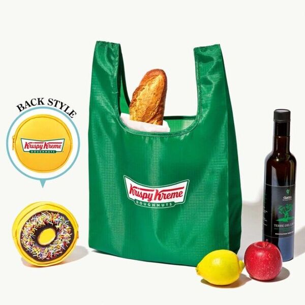 【新品雑誌付録】 クリスピー・クリーム・ドーナツ リアルなプリントに萌えエコバッグ&ドーナツ型ポーチ