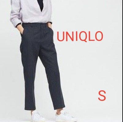 UNIQLO ユニクロ スマートスタイルアンクルパンツ ストライプ ネイビー S レディース レーヨン