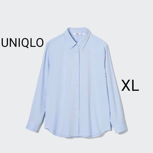 UNIQLO ユニクロ レーヨンブラウス ブルー XL レディース オフィス カジュアル