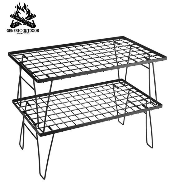 GENERIC OUTDOOR マットブラック フィールドラック 2点セット F002T スタッキングラック アウトドアラック