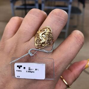 K18 金アクセサリー ゴールドリング ユニコーン 14号 2.556g