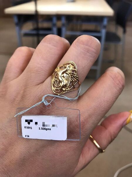 K18 金アクセサリー ゴールドリング ユニコーン 14号 2.556g 気に入り方サイズ教えてください