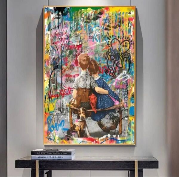 No.162☆半額祭☆キャンバスアート インテリア絵画 アートポスター バンクシー ミスターブレインウォッシュ バスキア