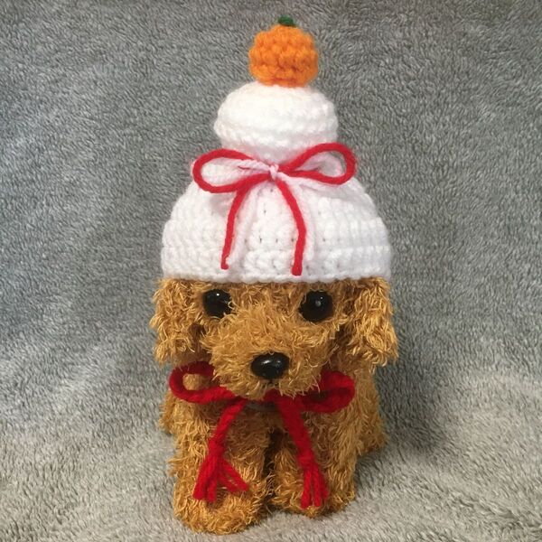 お正月 鏡餅の帽子 小型犬用帽子 猫用帽子 ハンドメイド