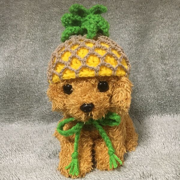 パイナップルの帽子 小型犬用帽子 猫用帽子 ハンドメイド