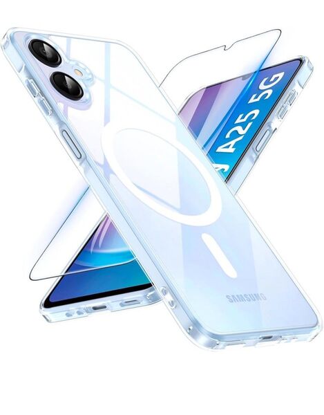 Galaxy A25 5G ケース ガラスフィルム付き ギャラクシーa25 カバー 透明 耐衝撃 黄ばみなし