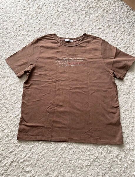 オペークドットクリップ 半袖Tシャツ 刺繍ロゴプリント L 40 ブラウン