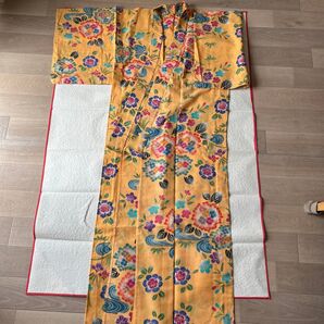 新品 浴衣 花柄 オレンジ系レディース