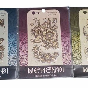 蒔絵シール 「MEHENDI (ヘナ タトゥーステッカー)3枚セット ステッカー iPhone スマホ デコレーション
