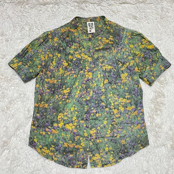 ポールスミス Paul smith ピンク 花柄 シャツ ブラウス バンドカラー コットン 40