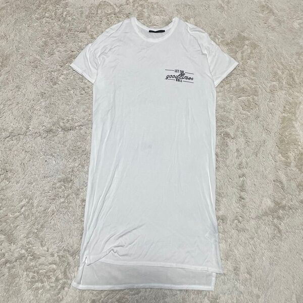 AP STUDIO カットソー ワンピース Tシャツ 半袖 ストレッチ プリント