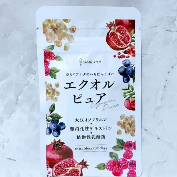 エクオルピュア イソフラボン 42mg エクオール 30日分60粒 国内製造 ビタミンB12 サプリ 大豆イソフラボン α-リポ