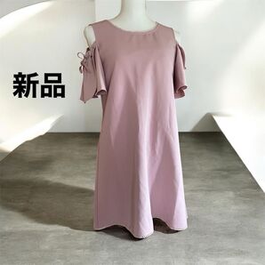 新品evelyn エブリン オフショルダーミニワンピース チュニック М ワンピース