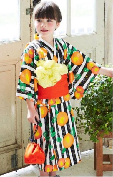 浴衣 セパレート アプレレクール 120センチ つばき柄浴衣