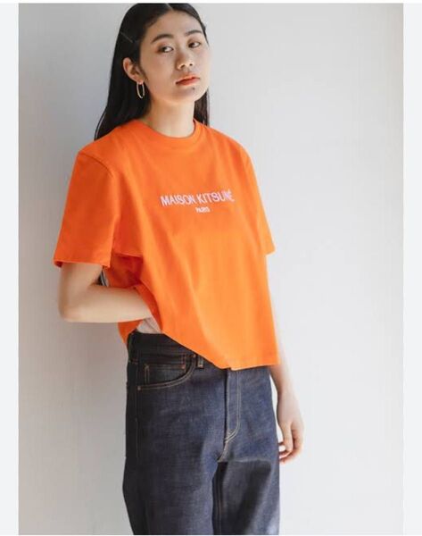メゾンキツネ MAISON KITSUNE コットンロゴ刺しゅうTシャツ