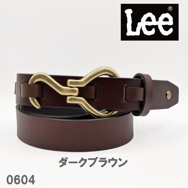 ダークブラウン Lee リー 牛革 30mm フックバックル ベルト 0604 メンズ レディース