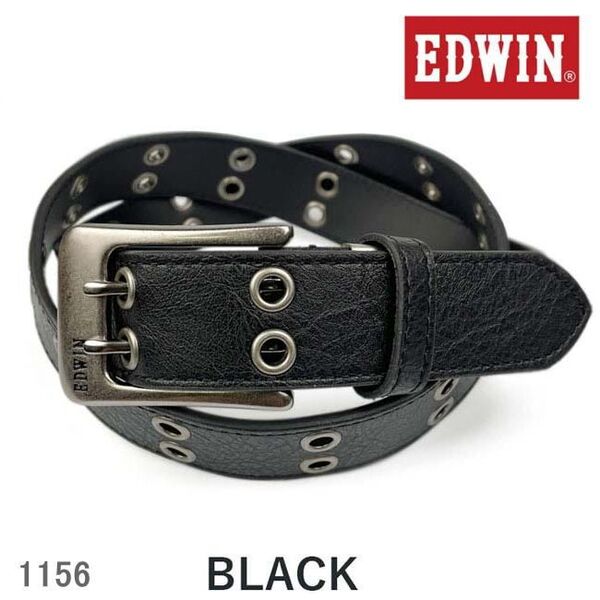 ブラック EDWIN エドウイン ダブルピン ベルト ロングサイズ PUレザー 1156
