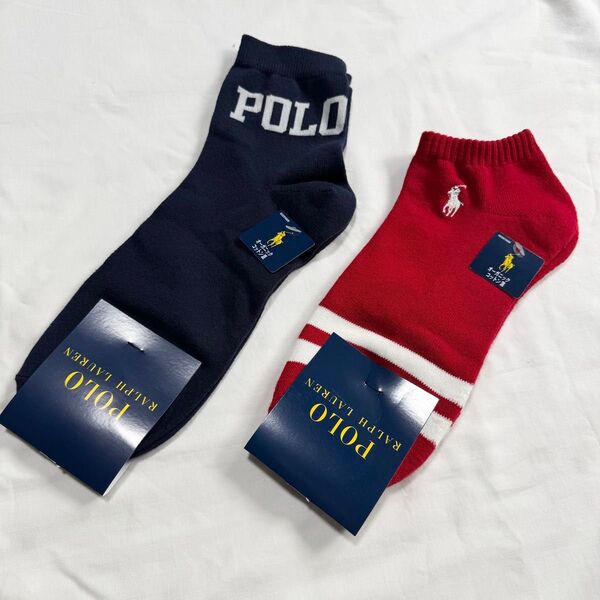 【新品未使用】Polo ラルフローレン 刺繍ロゴ ソックス25-27cm